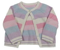 Ružovo-modro-fialovo-biely pruhovaný prepínaci sveter Nutmeg