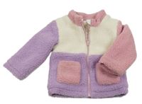 Smetanovo-fialovo-ružová huňatá zateplená bunda TU