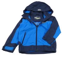 Tmavomodro-modrá šusťáková jarní bunda s kapucí Helly Hansen