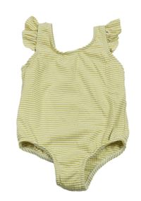 Olivovo-bílé pruhované plavky 