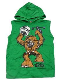 Zelená tepláková vesta s příšerkou a kapucí 