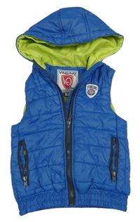 Modrá prošívaná zateplená vesta s kapucí Vingino