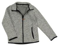 Světlešedo-bílá melírovaná propínací mikina H&M