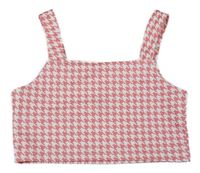 Červeno-biely vzorovaný crop top