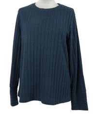 Dámsky tmavomodrý rebrovaný sveter Shein