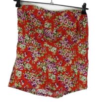 Dámský červený halenkový květovaný top bez ramínek