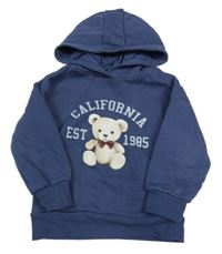 Modrá mikina s medvedíkom a nápisom s kapucňou Primark