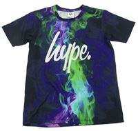Čierno-fialovo-zelené vzorované tričko Hype