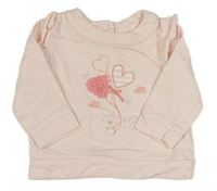 Svetloružová mikina so srdiečkami Mothercare