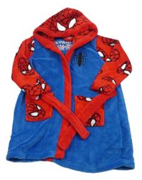 Modro-červený chlupatý župan s kapucí - Spiderman 