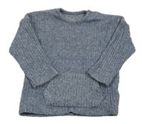 Modré melírované úpletové triko George