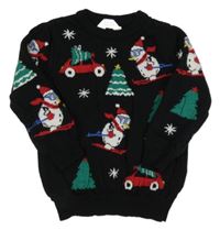 Čierny vianočný sveter s obrázkami PRIMARK