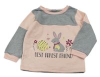 Sivo-ružová mikina s ježkom a zajícem X-mail