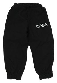 Čierne šušťákové cuff nohavice s nápisem - NASA Shein