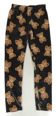 Tmavosivé zamatové legíny s medveďmi Little kids