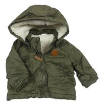 Khaki šušťáková zateplená bunda s kapucňou H&M