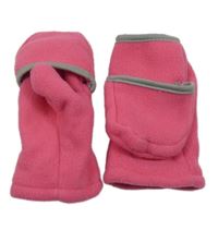 Růžové fleecové překlápěcí rukavice