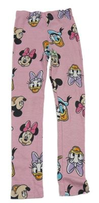 Růžové melírované žebrované legíny s Minnie a Mickey s kamarády Disney