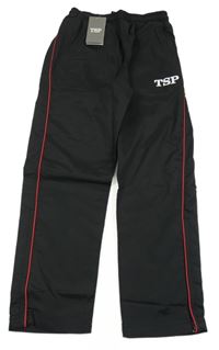 Nové - Čierne šušťákové športové tepláky s logom TSP