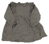 Smetanovo-čierna vzorovaná šatová tunika s volánikmi Next