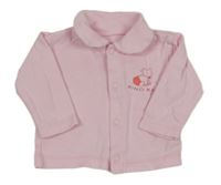 Růžové propínací triko s nosorožcem a límečkem