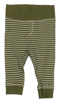 Kaki-biele pruhované ľahké tepláky Liegelind