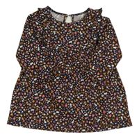 Černo-barevné květované bavlněné šaty H&M