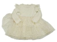 Smotanové rebrované úpletové šaty s tylovou sukní s hviezdami Primark