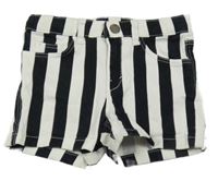 Čierno-biele pruhované plátenné kraťasy H&M