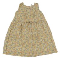 Béžovo-farebné kvetované plátenné šaty H&M