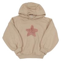 Světlerůžová oversize mikina s hvězdičkou a kapucí Vertbaudet