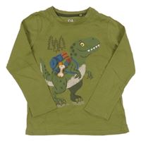 Khaki tričko s dinosaurom C&A