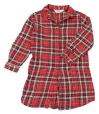Červeno-béžovo-zelené kockované košeľové šaty H&M