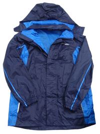 Tmavomodro-modrá šušťáková jarná funkčná bunda s kapucňou Crivit