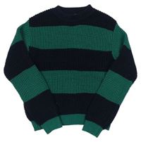 Tmavomodro-zelený pruhovaný sveter Primark