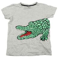 Sivé melírované tričko s krokodílom Dopodopo