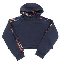 Tmavomodrá crop mikina s kapucí Adidas