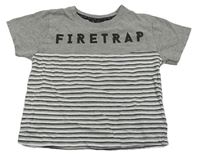 Šedo-bílo-černé pruhované crop tričko s logem Firetrap