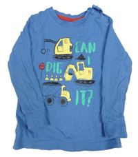 Modré triko s bagry a nápisem Pocopiano