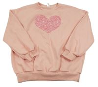 Broskvová mikina so srdiečkom Shein