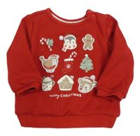 Červená mikina s vánočním motívom C&A