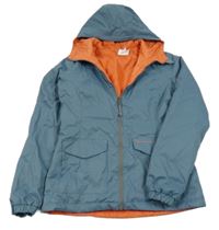 Modrošedá funkční šusťáková zimní bunda s kapucí Decathlon