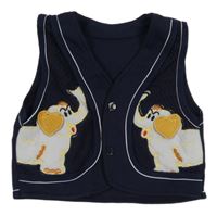 Tmavomodrá tepláková vesta so slonmi