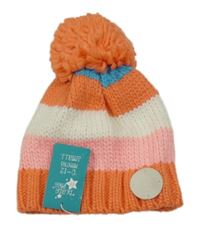 Nové - Farebná pruhovaná pletená podšitá čapica s brmbolcom Blade&Rose