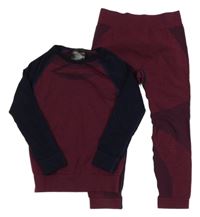 2set - Vínovo-tmavomodré funkčné spodné triko + nohavice Lupilu