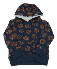 Tmavomodrá mikina s lvíčky a kapucňou Lemon Beret