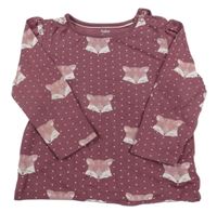 Vínové puntíkované triko s liškami C&A