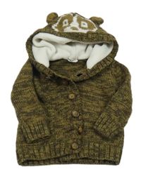 Hnedý m elírovaný prepínaci sveter s kapucňou Benetton