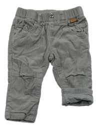 Šedé manšestrové podšité kalhoty 