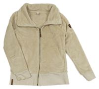 Béžová plyšová propínací mikina s límcem Yigga 